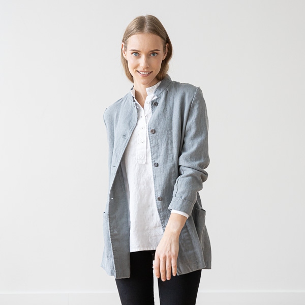 linenme Cool Grey Linen Jacket Short Paolo
