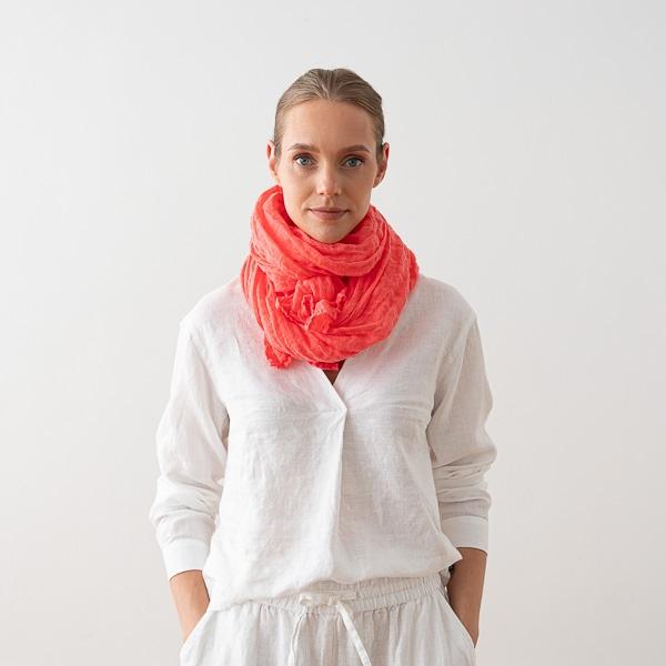 linenme Coral Linen Summer Scarf Garza