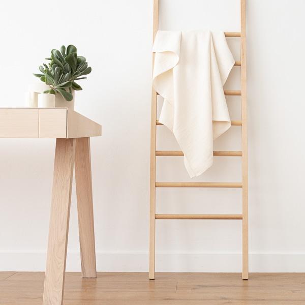 linenme Cream Huckaback Linen Bath Towel Lara
