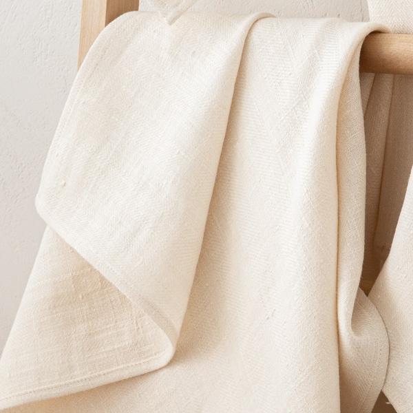 Linenme Cream Linen Bath Towels Set Lara