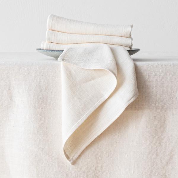 linenme Cream Linen Napkin Lara