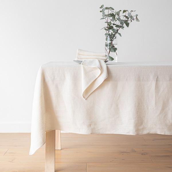Linenme Cream Linen Tablecloth Lara