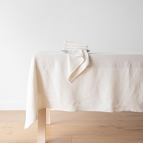 Linenme Cream Linen Tablecloth Lara