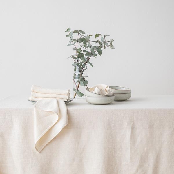 Linenme Cream Linen Tablecloth Lara