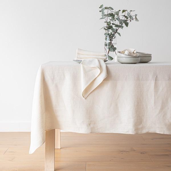Linenme Cream Linen Tablecloth Lara