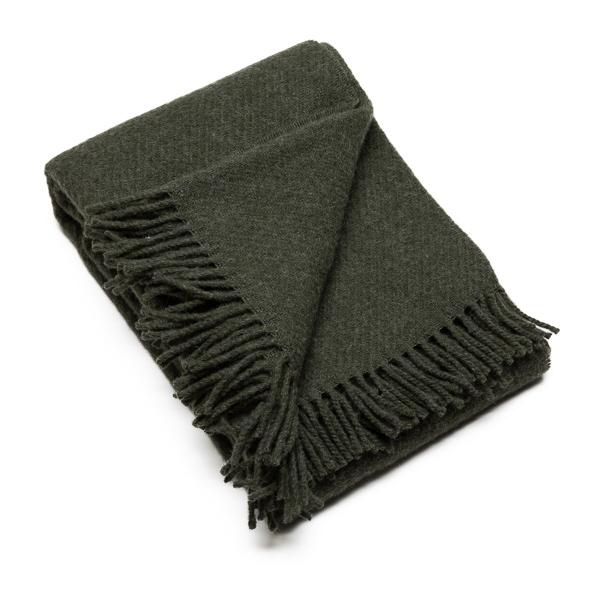 Linenme Dark Olive Wool Throw Paula