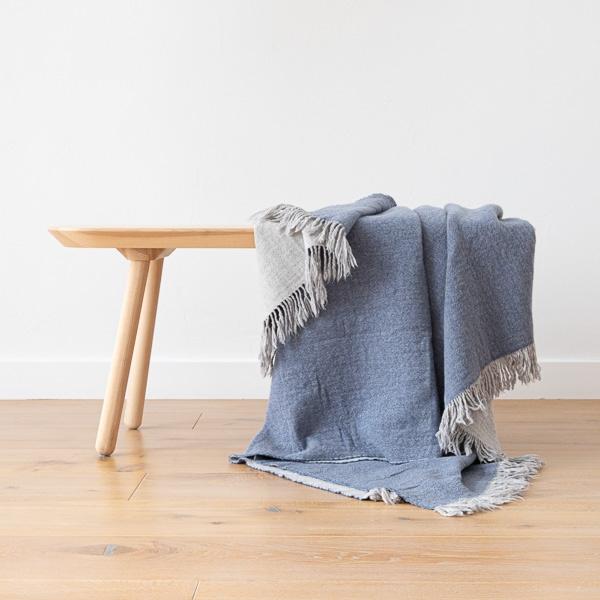 Linenme Denim Extra Fine Merino Wool Throw Marcus