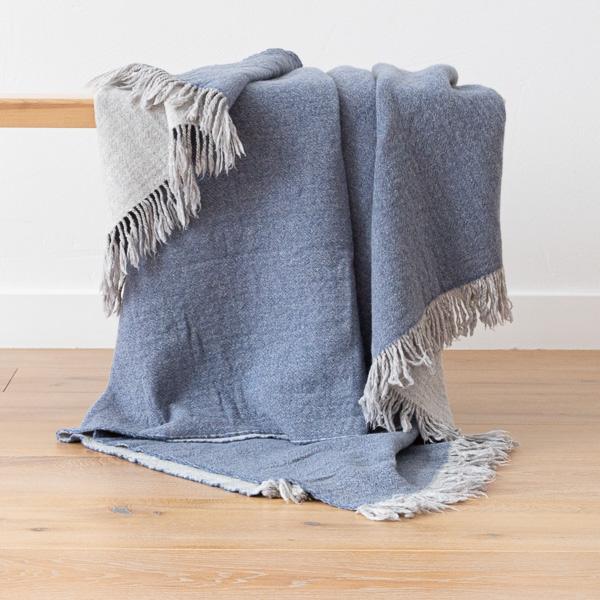 linenme Denim Extra Fine Merino Wool Throw Marcus