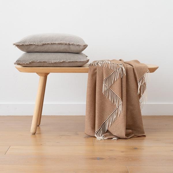 Linenme Extra Fine Merino Wool Throw Henry Beige