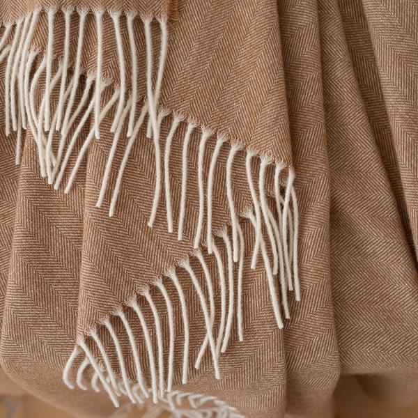 Linenme Extra Fine Merino Wool Throw Henry Beige