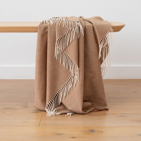 linenme Extra Fine Merino Wool Throw Henry Beige