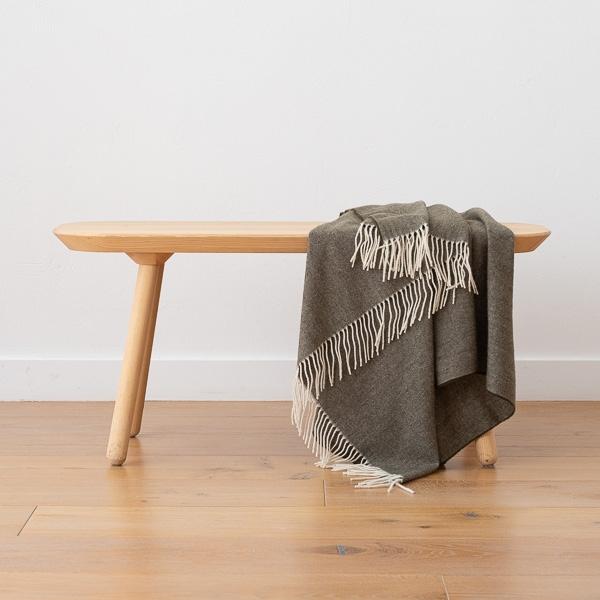 Linenme Extra Fine Merino Wool Throw Henry Olive