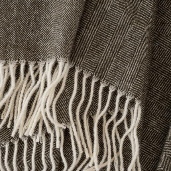 Linenme Extra Fine Merino Wool Throw Henry Olive