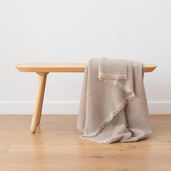Linenme Extra Fine Merino Wool Throw Lily Beige