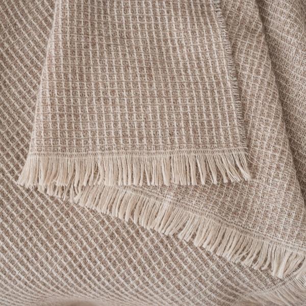 Linenme Extra Fine Merino Wool Throw Lily Beige