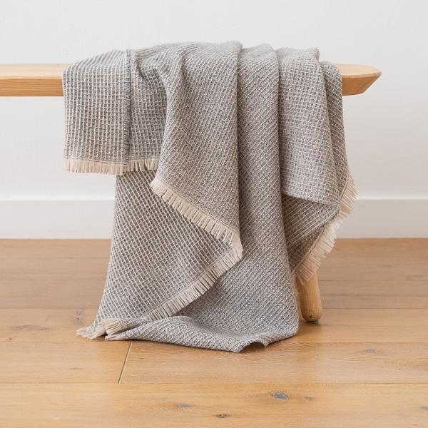 linenme Extra Fine Merino Wool Throw Lily Grey