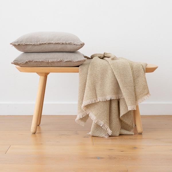 Linenme Extra Fine Merino Wool Throw Lily Olive