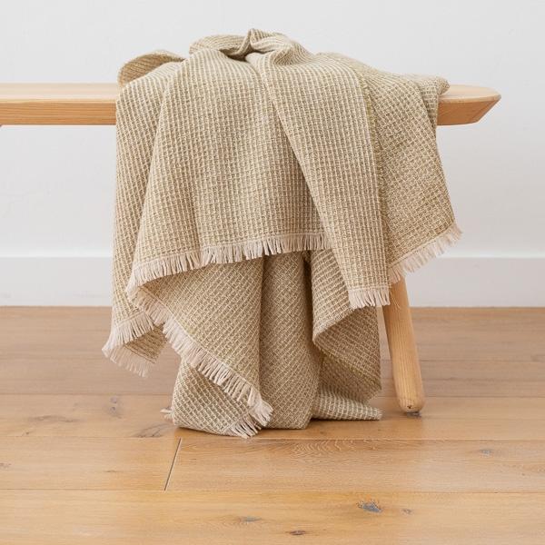 linenme Extra Fine Merino Wool Throw Lily Olive