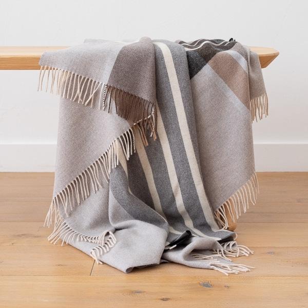 linenme Extra Fine Merino Wool Throw Milano Grey