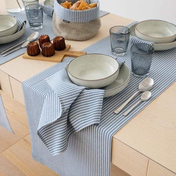 Linenme Fabric Blue Striped Linen Jazz