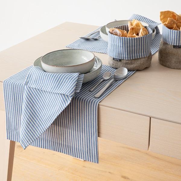 Linenme Fabric Blue Striped Linen Jazz