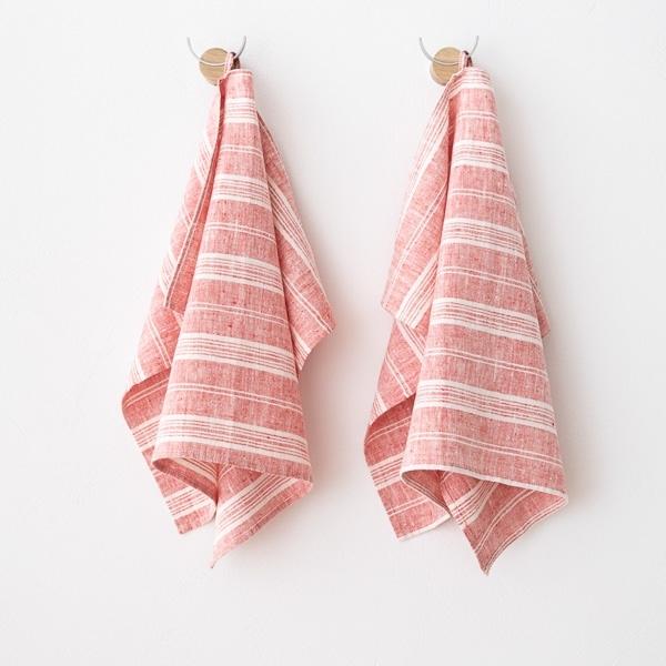 Linenme Fabric Red Multi Striped Linen