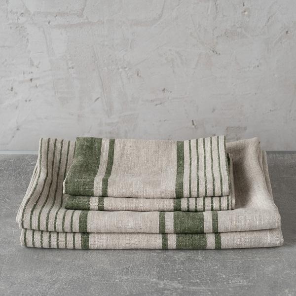 Linenme Forest Green Linen Towels Set Provence