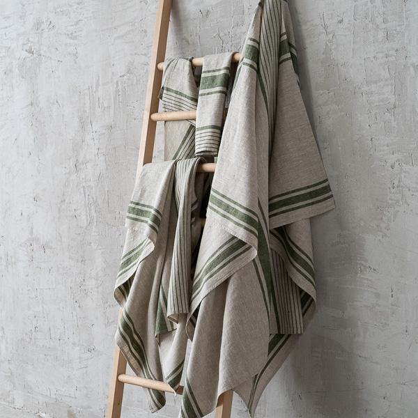 Linenme Forest Green Linen Towels Set Provence