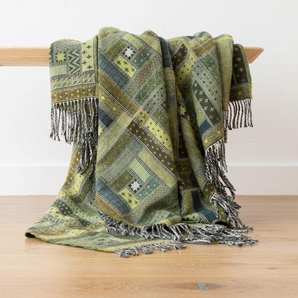 linenme Forest Green Merino Wool Throw Marta