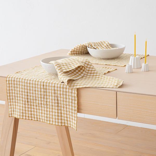 Linenme Gingham Linen Placemat Antique Gold