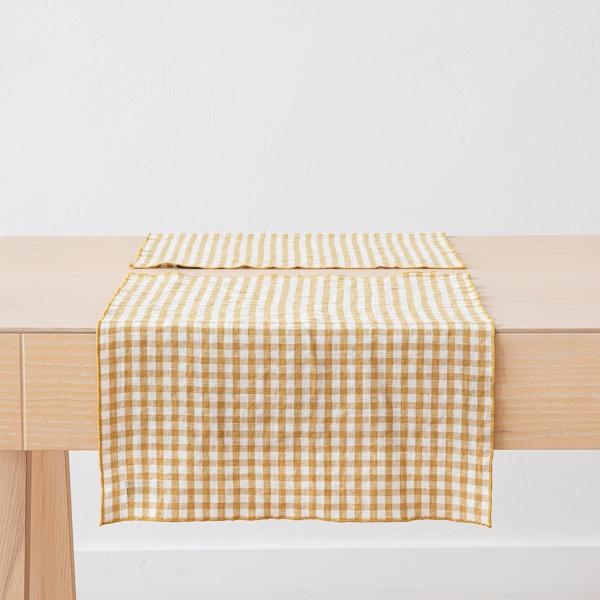 Linenme Gingham Linen Placemat Antique Gold