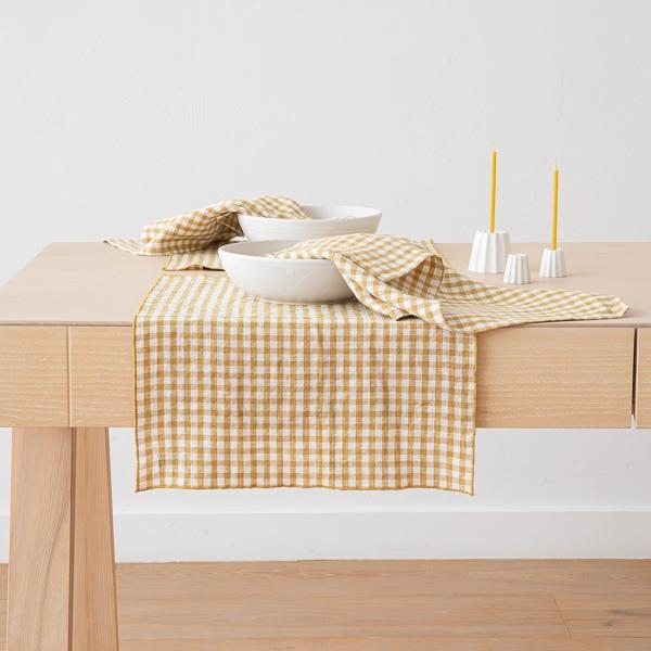 linenme Gingham Linen Placemat Antique Gold