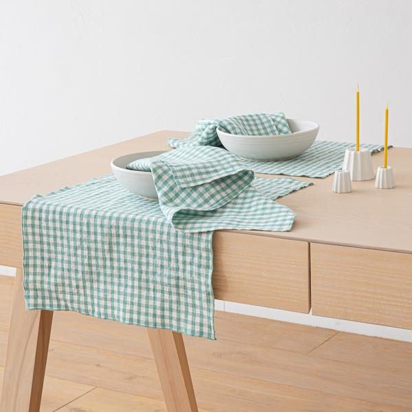 Linenme Gingham Linen Placemat Aqua Foam