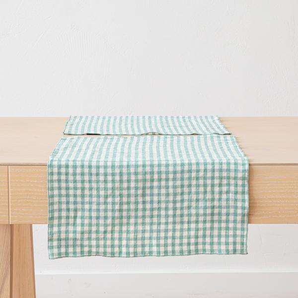 Linenme Gingham Linen Placemat Aqua Foam