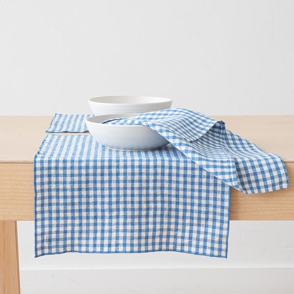 Linenme Gingham Linen Placemat Blue