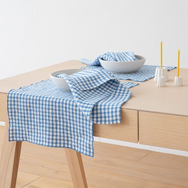 Linenme Gingham Linen Placemat Blue