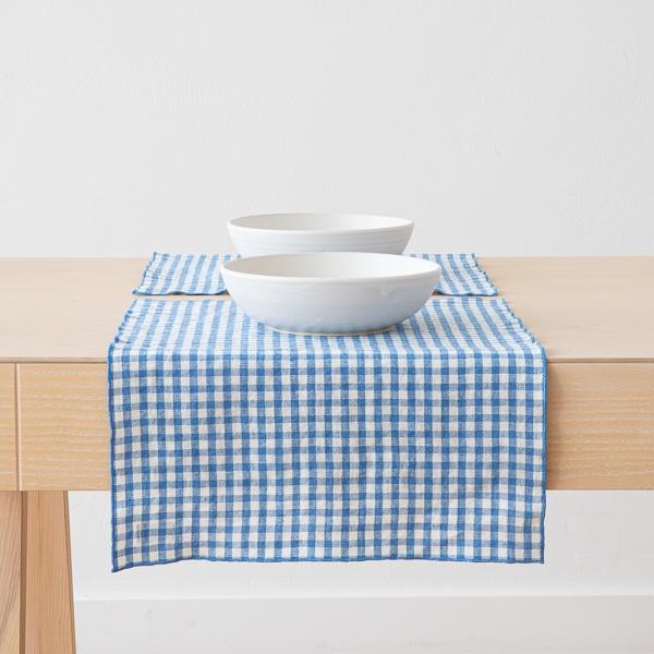 Linenme Gingham Linen Placemat Blue