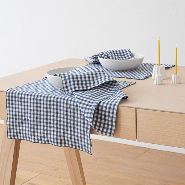 Linenme Gingham Linen Placemat Indigo