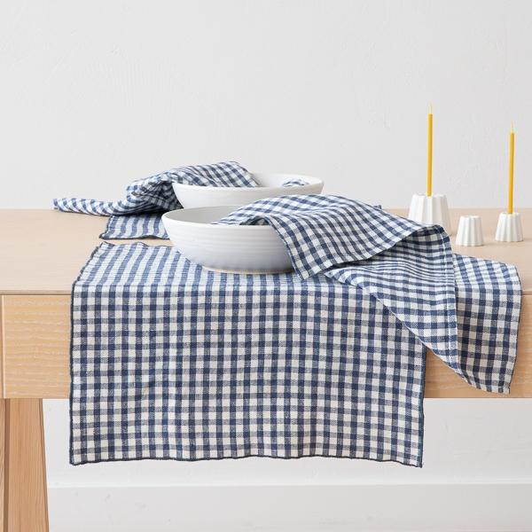 linenme Gingham Linen Placemat Indigo