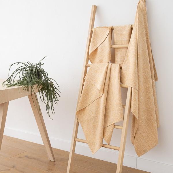 Linenme Gold Linen Bath Towels Set Francesca