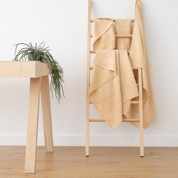 Linenme Gold Linen Bath Towels Set Francesca