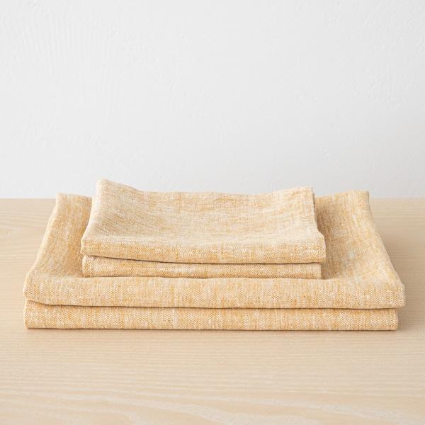 linenme Gold Linen Bath Towels Set Francesca