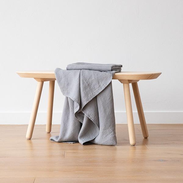 Linenme Graphite Linen Waffle Bath Towel Washed