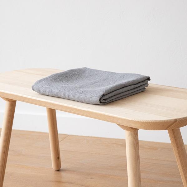 Linenme Graphite Linen Waffle Bath Towel Washed