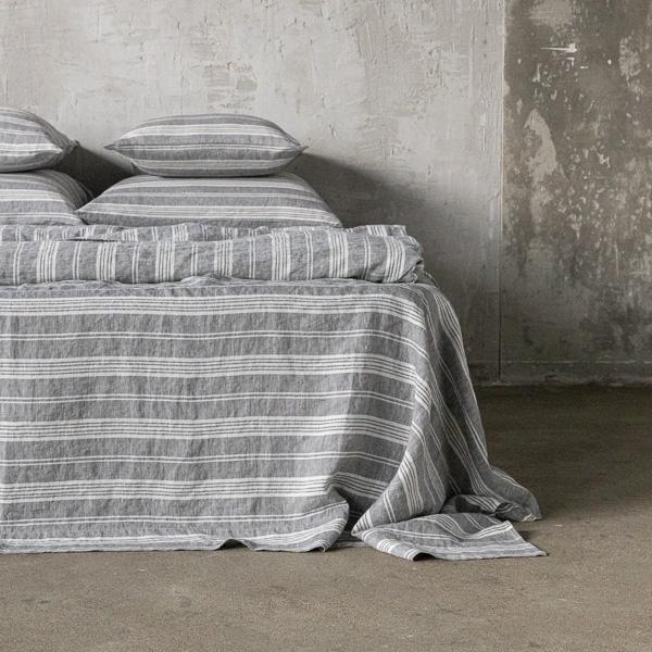 linenme Graphite Washed Bed Linen Flat Sheet Jazz