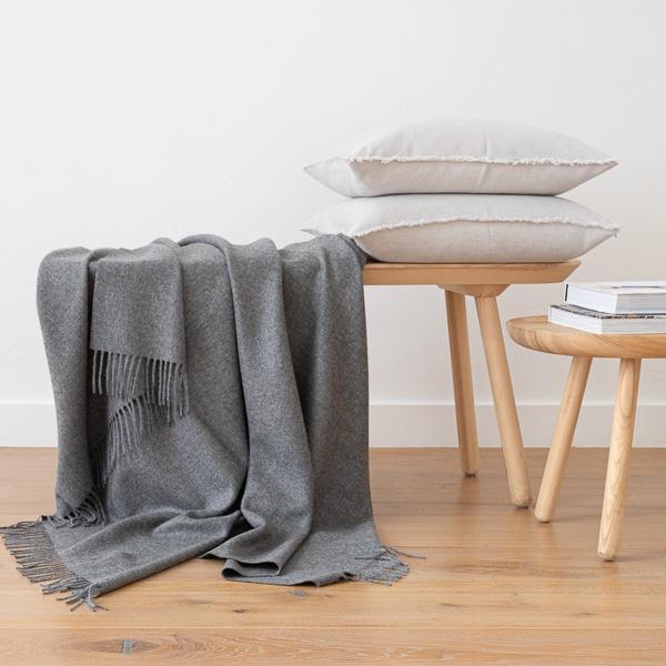 Linenme Grey Baby Alpaca Throw Bella
