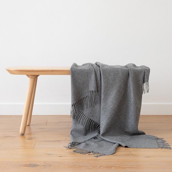 Linenme Grey Baby Alpaca Throw Bella
