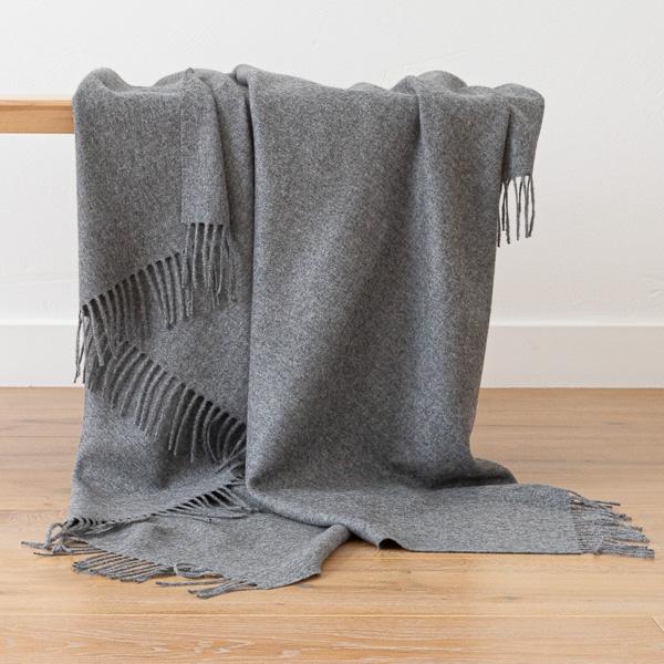 linenme Grey Baby Alpaca Throw Bella