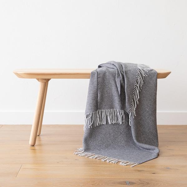 Linenme Grey Cotton Throw Valeria