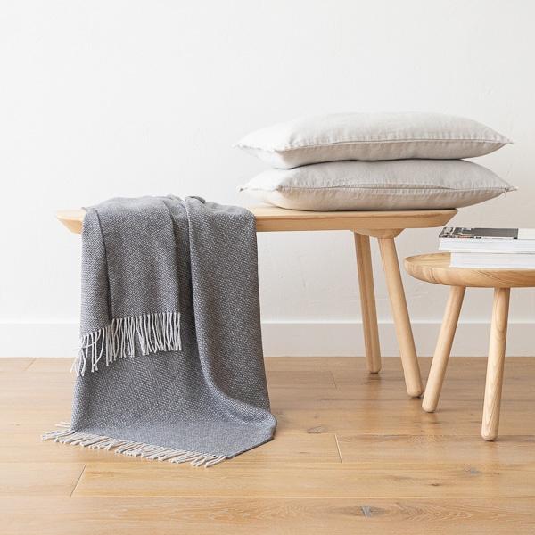 Linenme Grey Cotton Throw Valeria